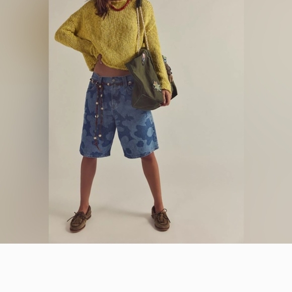 🪻 Free People We The Free Blue Montana Camo Bermuda Shorts Sz.29 EUC - Picture 3 of 8